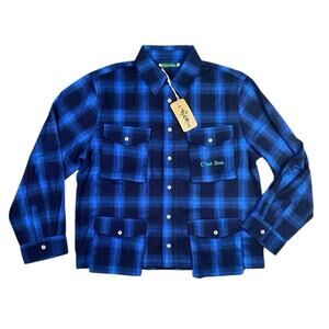 Cest Bon Blue Plaid Core Flannel Oversized Shirt NWT - M